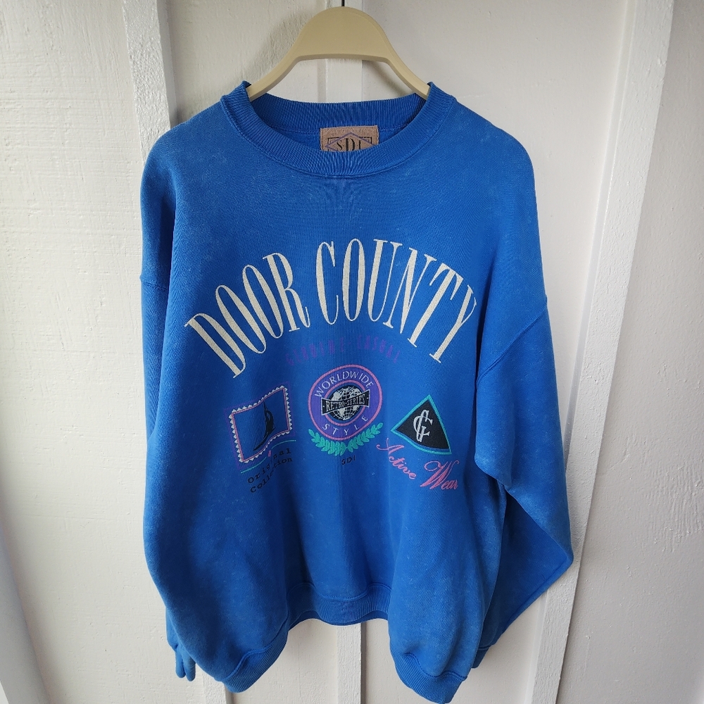 Vintage Door County Sweatshirt SDI Blue Crewneck Size Medium